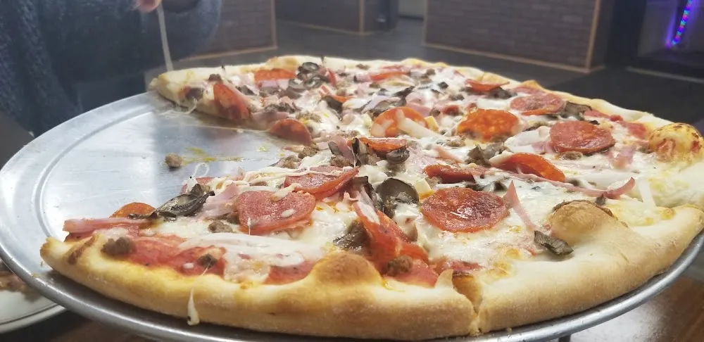 Custom Pizza Pepperoni Mushrooms Ham Onion Extra Cheese